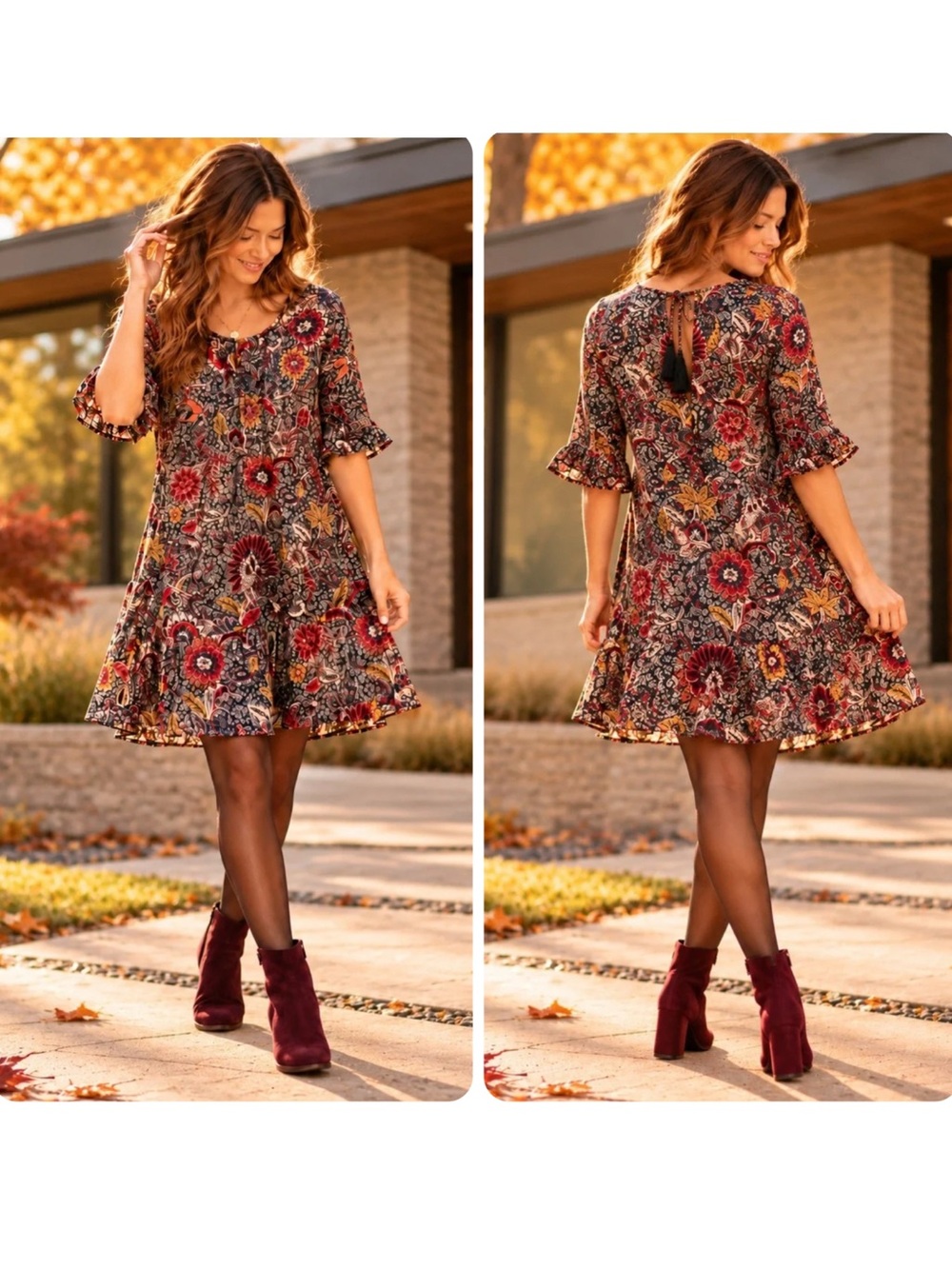 NWT MADEWELL Ruffle-Sleeve Popover Boho Mini Dress in Bali Blooms S